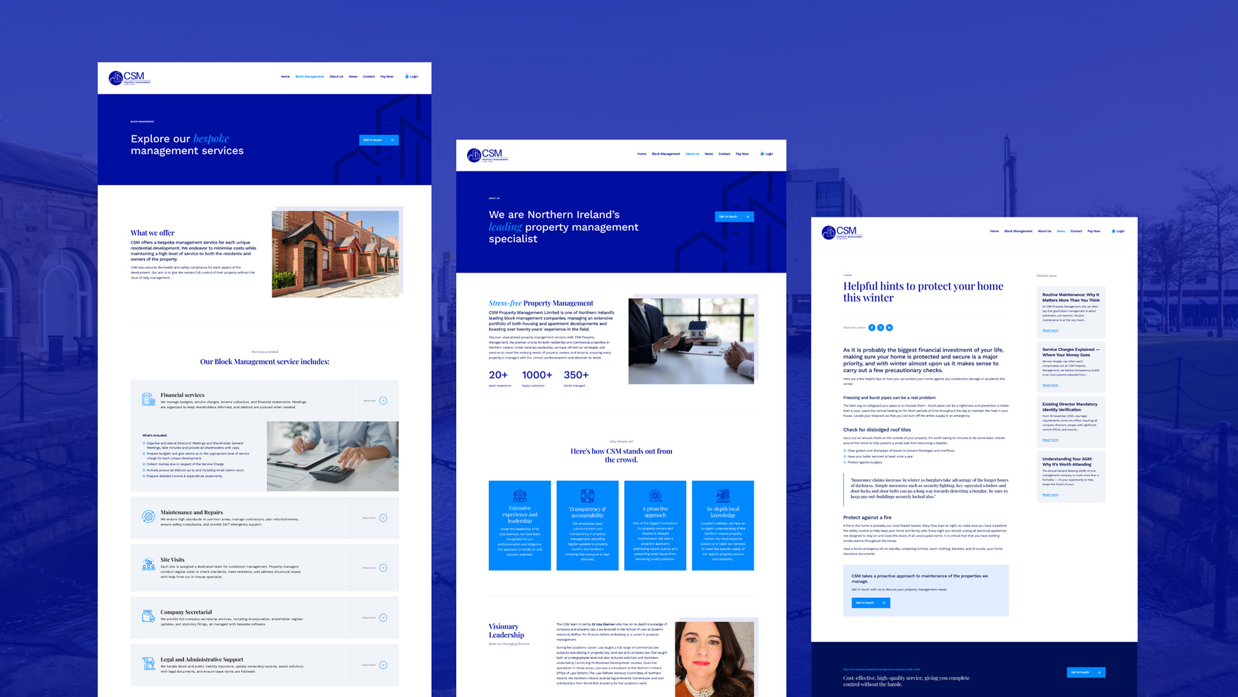 CSM Property Management Website Design by Element Seven responsive, modern