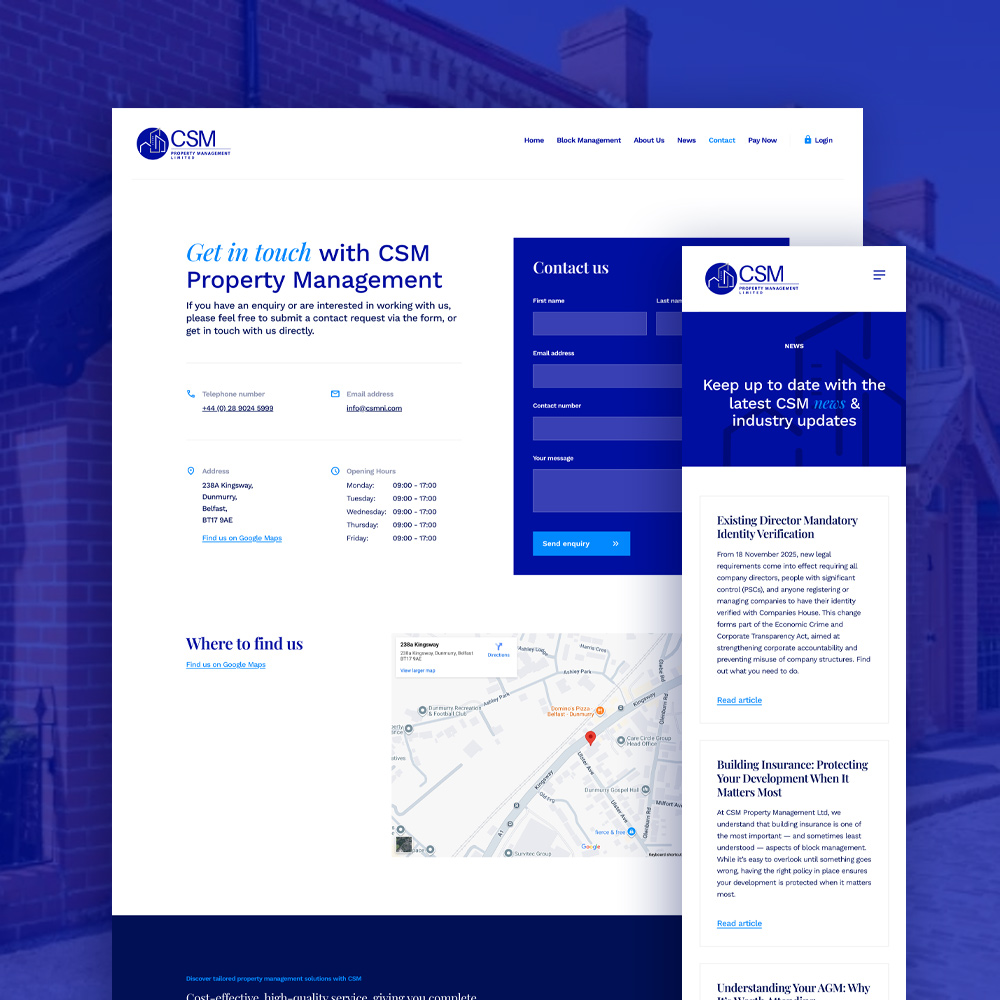 CSM Property Management Website Design by Element Seven responsive, modern