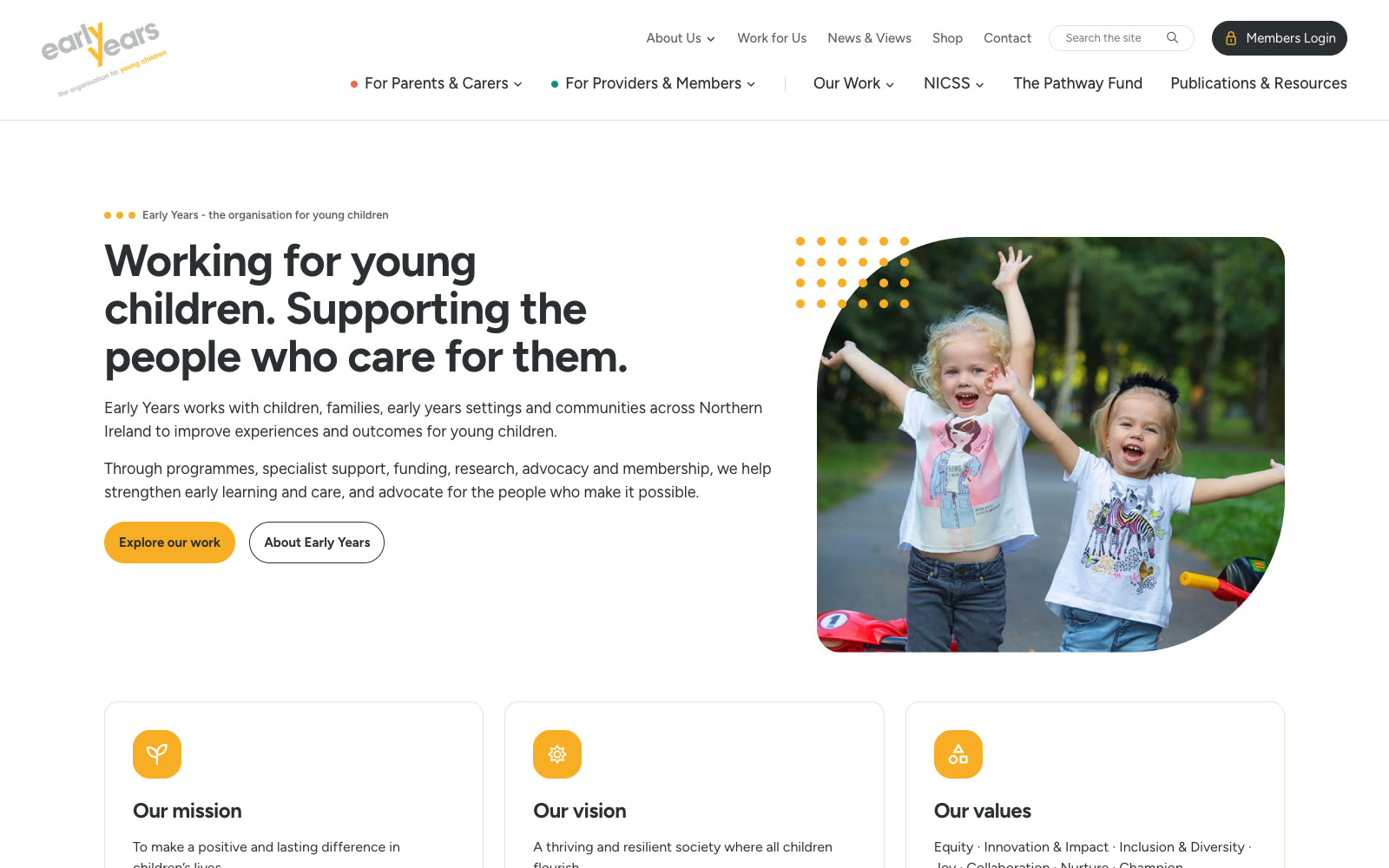 The Early Years website as it is now