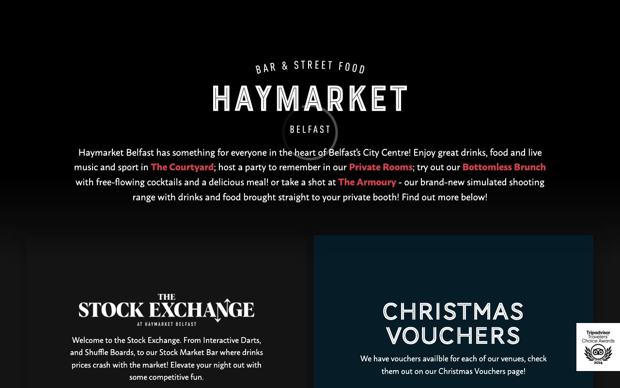The Haymarket Belfast website before we rebuilt it, in 2024
