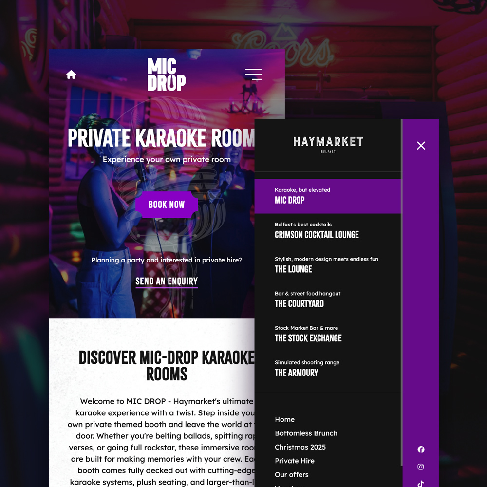 The Haymarket private karaoke room page for Mic Drop