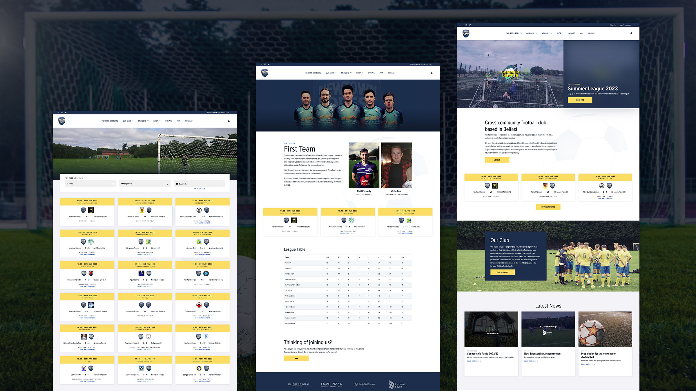 Newtown Forest Football Club Website Design by Element Seven respinsive, modern