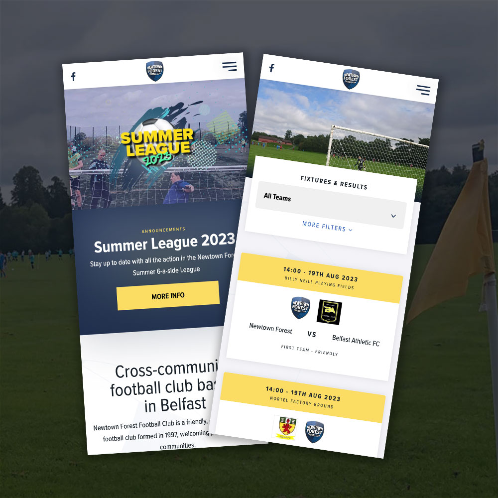 Newtown Forest Football Club Website Design by Element Seven respinsive, modern