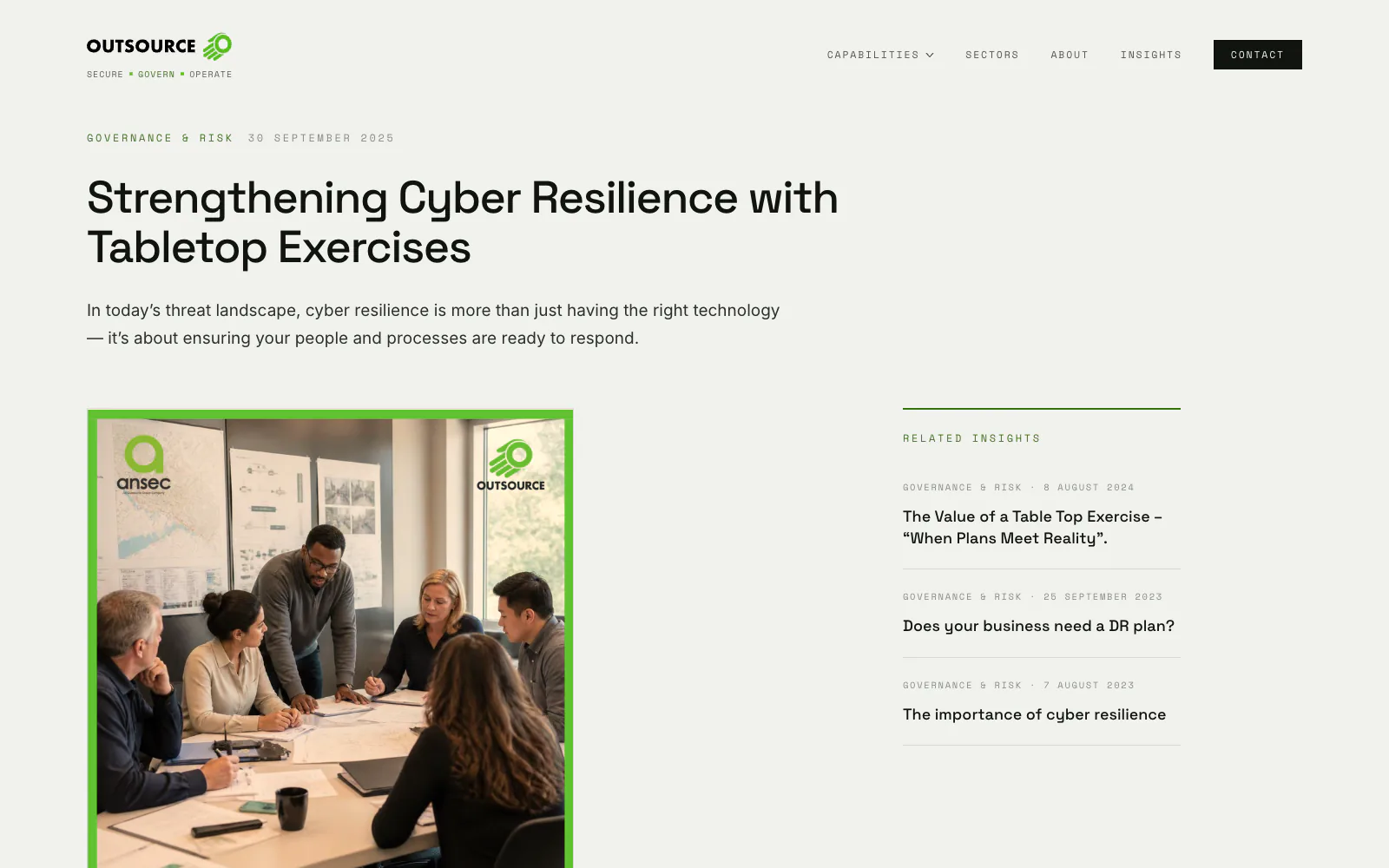 The Insight post page on the new Outsource Group site