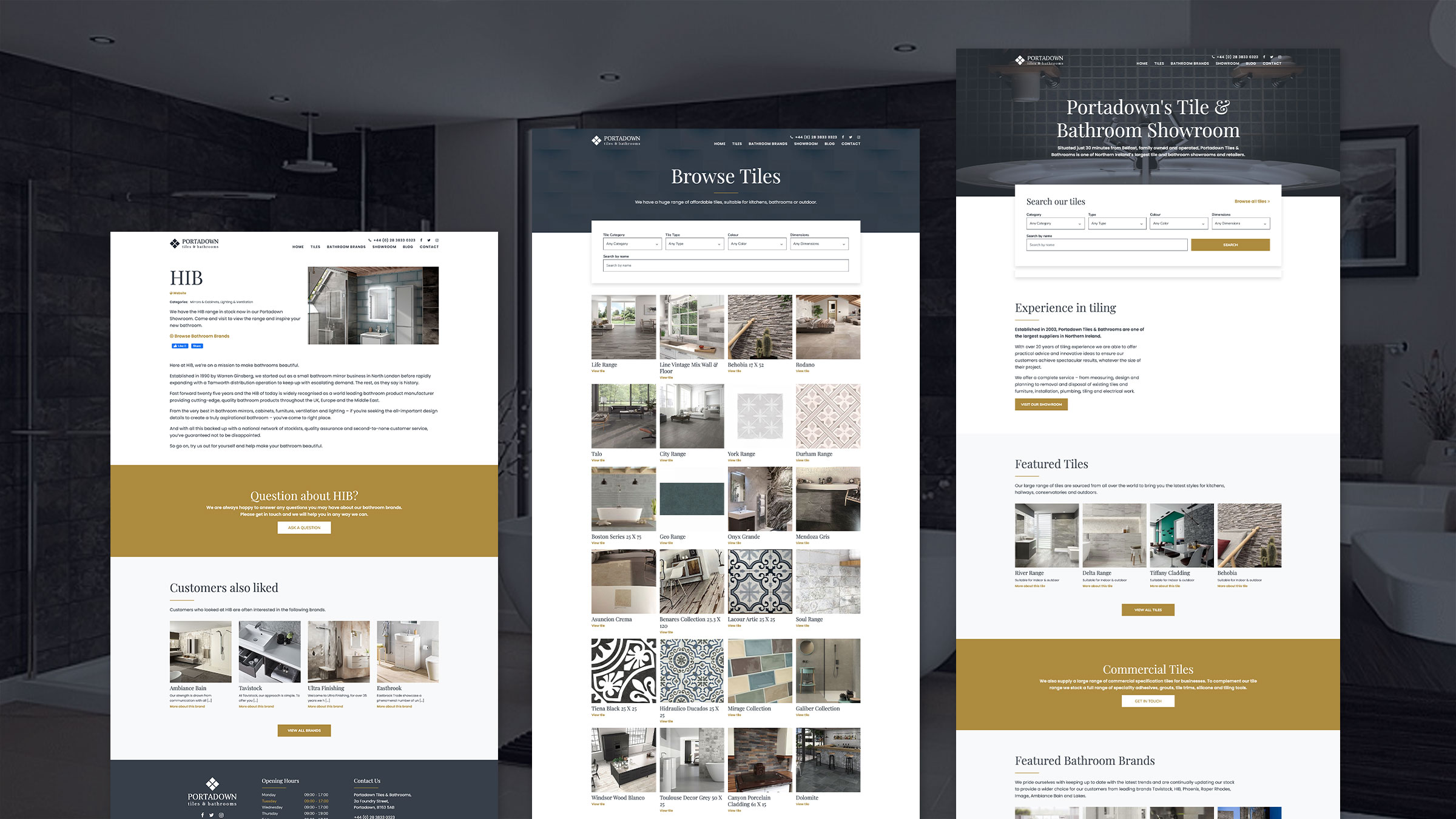 Portadown Tiles & Bathrooms Website Design by Element Seven respinsive, modern