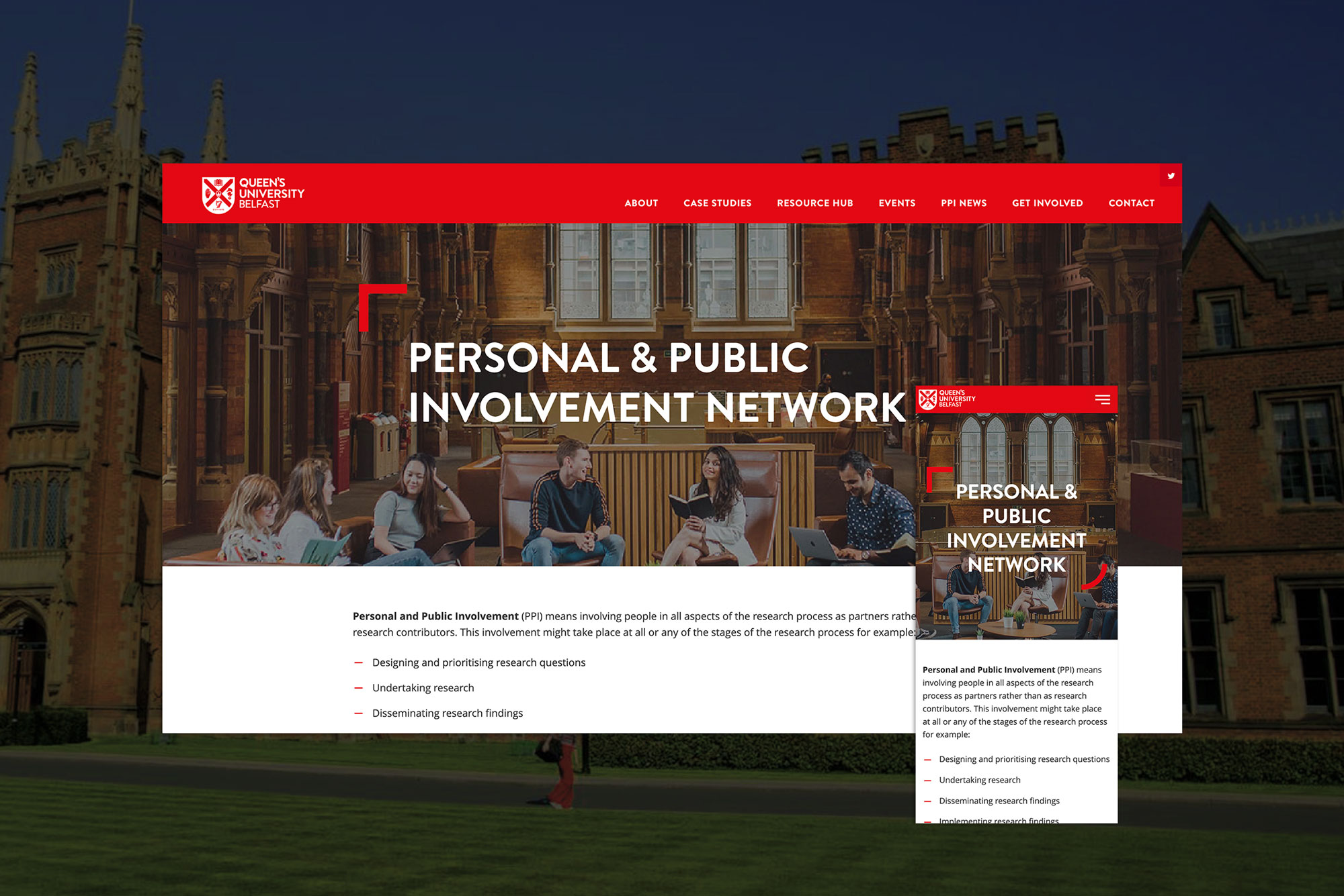 QUB PPI Hub Website Design by Element Seven responsive, modern