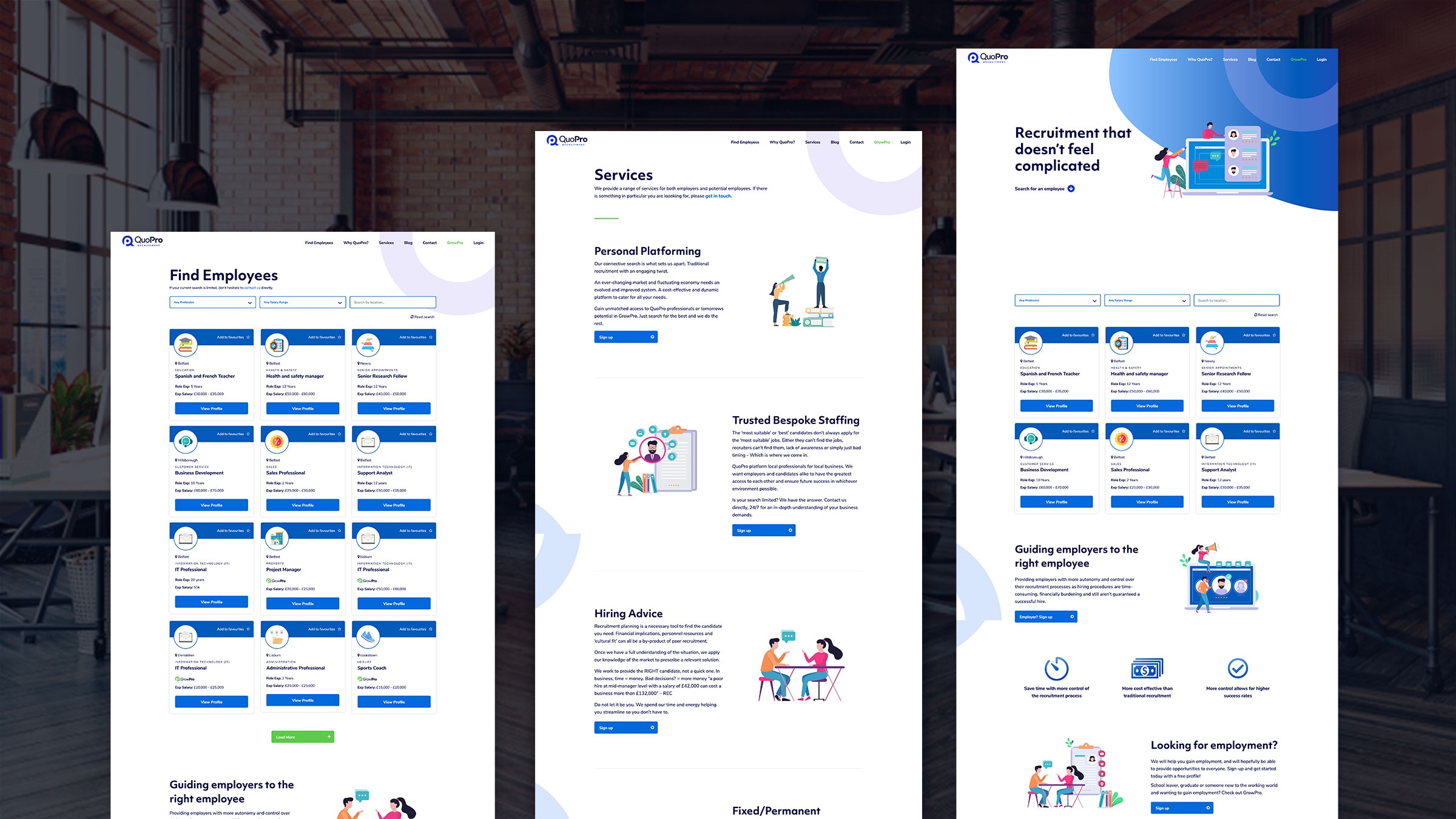 QuoPro Recruitment Website Design by Element Seven responsive, modern