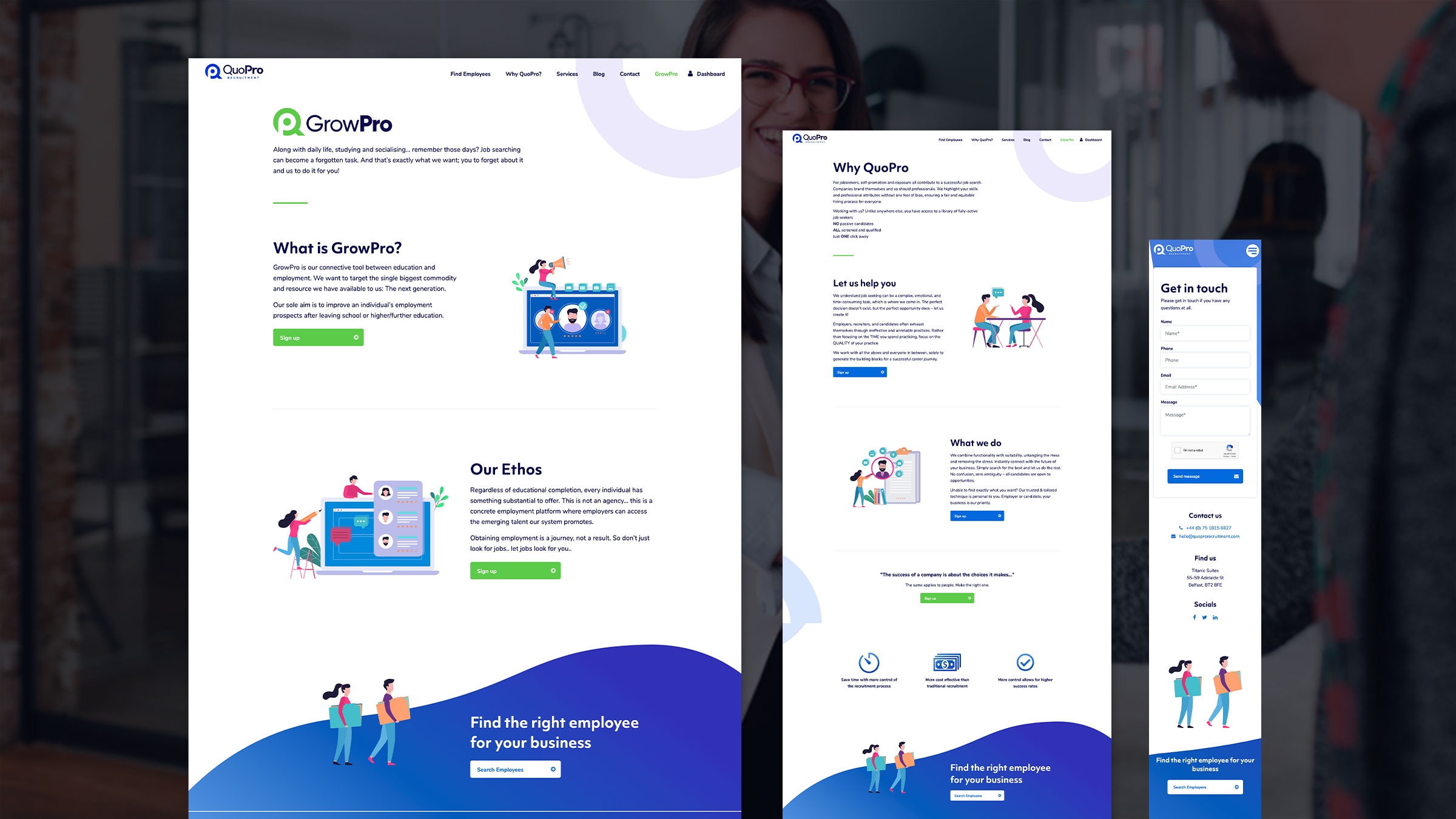 QuoPro Recruitment Website Design by Element Seven resppnsive, modern
