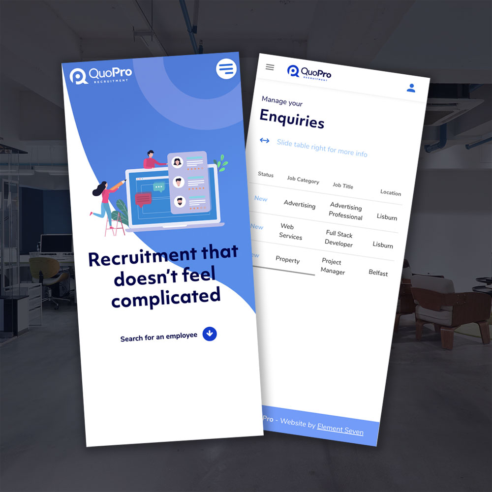 QuoPro Recruitment Website Design by Element Seven responsive, modern