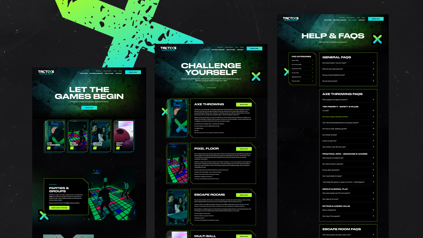 Tactixs Adventure Centre Website Design by Element Seven responsive, modern