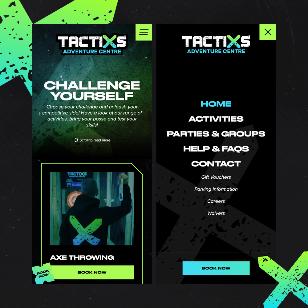 Tactixs Adventure Centre Website Design by Element Seven responsive, modern