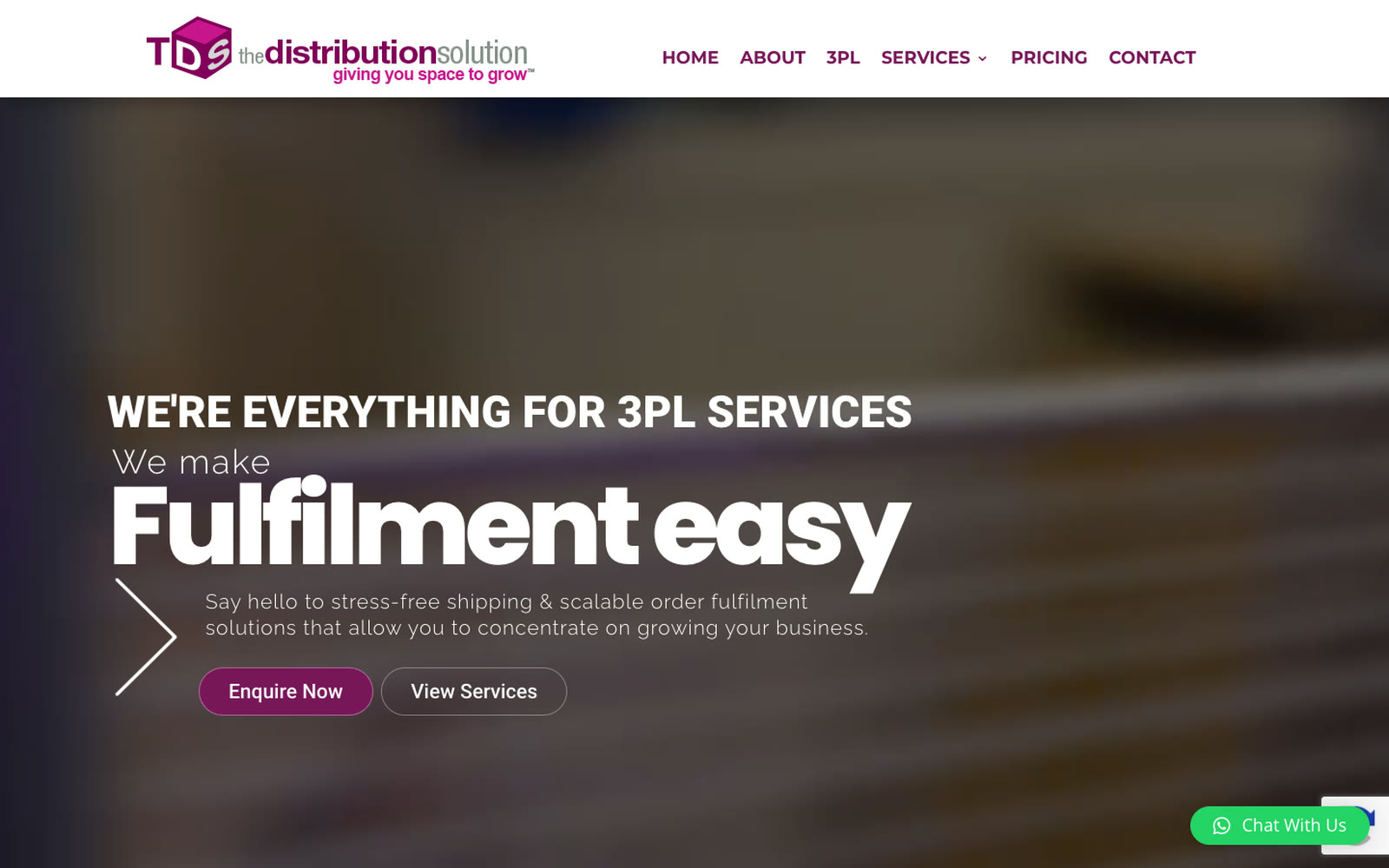 The TDS Fulfilment website before we rebuilt it